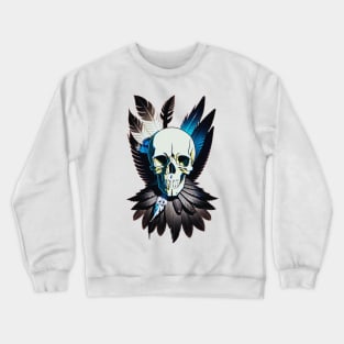 skull with feathers Crewneck Sweatshirt